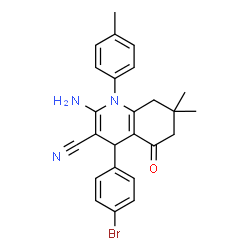 2-amino-4-(4-bromophenyl)-7,7-dimethyl-1-(4-methylphenyl)-5-oxo-1,4,5,6,7,8-hexahydro-3-quinolinecarbonitrile picture