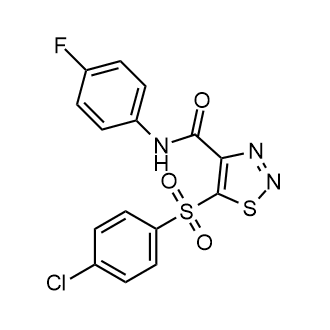 5-((4-Chlorophenyl)sulfonyl)-N-(4-fluorophenyl)-1,2,3-thiadiazole-4-carboxamide structure