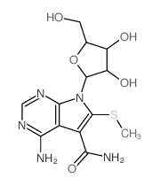 7H-Pyrrolo(2,3-d)pyrimidine-5-carboxamide, 4-amino-6-(methylthio)-7-pentofuranosyl- picture