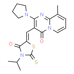 (Z)-3-isopropyl-5-((9-methyl-4-oxo-2-(pyrrolidin-1-yl)-4H-pyrido[1,2-a]pyrimidin-3-yl)methylene)-2-thioxothiazolidin-4-one Structure