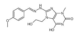 7-(2-hydroxyethyl)-8-[2-[(4-methoxyphenyl)methylidene]hydrazinyl]-3-methylpurine-2,6-dione Structure