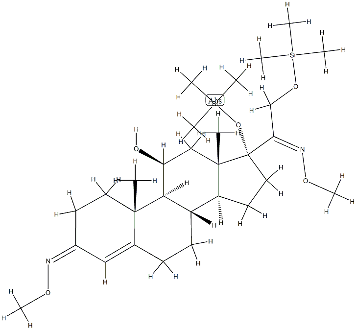 11β-Hydroxy-17,21-bis(trimethylsiloxy)pregn-4-ene-3,20-dione bis(O-methyl oxime)结构式