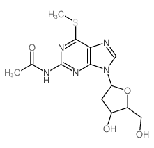 N-[9-[4-hydroxy-5-(hydroxymethyl)oxolan-2-yl]-6-methylsulfanyl-purin-2-yl]acetamide Structure