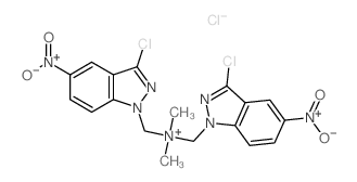 1H-Indazole-1-methanaminium, 3-chloro-N-[(3-chloro-5-nitro-1H-indazol-1-yl)methyl]-N, N-dimethyl-5-nitro-, chloride结构式