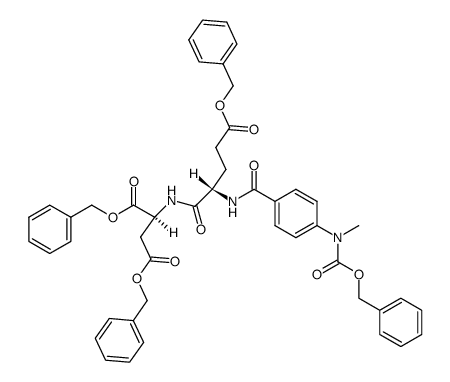 dibenzyl ((S)-5-(benzyloxy)-2-(4-(((benzyloxy)carbonyl)(methyl)amino)benzamido)-5-oxopentanoyl)-L-aspartate结构式