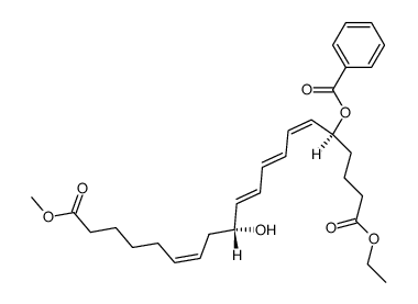 1-ethyl 20-methyl (5S,6Z,8E,10E,12R,14Z)-5-(benzoyloxy)-12-hydroxyicosa-6,8,10,14-tetraenedioate Structure