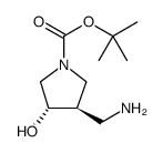 1-Pyrrolidinecarboxylic acid, 3-(aminomethyl)-4-hydroxy-, 1,1-dimethylethyl ester, (3R,4S)-rel structure