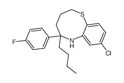 5-butyl-8-chloro-3,4,5,6-tetrahydro-5-(p-fluorophenyl)-2H-1,6-benzothiazocine结构式