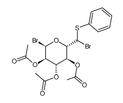 .alpha.-D-Glucopyranosyl bromide, 6-C-bromo-6-S-phenyl-6-thio-, triacetate Structure