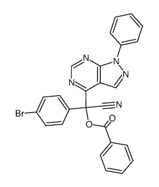 (4-bromophenyl)(cyano)(1-phenyl-1H-pyrazolo[3,4-d]pyrimidin-4-yl)methyl benzoate结构式