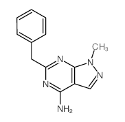 3-benzyl-9-methyl-2,4,8,9-tetrazabicyclo[4.3.0]nona-1,3,5,7-tetraen-5-amine结构式