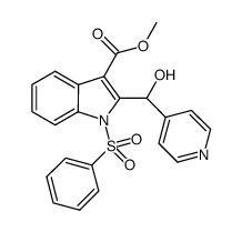 1-Benzenesulfonyl-2-(hydroxy-pyridin-4-yl-methyl)-1H-indole-3-carboxylic acid methyl ester Structure
