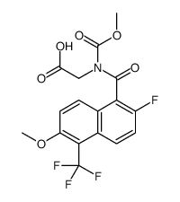 N-((2-fluoro-6-methoxy-5-(trifluoromethyl)-1-naphthalenyl)carbonyl)-N-(methoxycarbonyl)glycine Structure