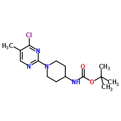 2-Methyl-2-propanyl [1-(4-chloro-5-methyl-2-pyrimidinyl)-4-piperidinyl]carbamate结构式