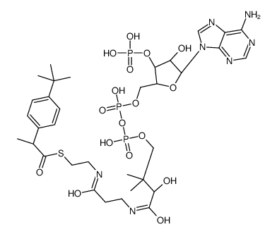 S-[2-[3-[[(2R)-4-[[[(2R,3S,4R,5R)-5-(6-aminopurin-9-yl)-4-hydroxy-3-phosphonooxyoxolan-2-yl]methoxy-hydroxyphosphoryl]oxy-hydroxyphosphoryl]oxy-2-hydroxy-3,3-dimethylbutanoyl]amino]propanoylamino]ethyl] (2S)-2-(4-tert-butylphenyl)propanethioate结构式