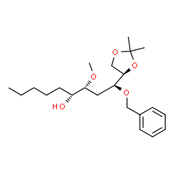 1,3-Dioxolane-4-butanol, .beta.-methoxy-2,2-dimethyl-.alpha.-pentyl-.delta.-(phenylmethoxy)-, 4R-4R*(.alpha.R*,.beta.R*,.delta.S*)- picture