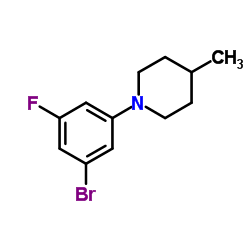 1-(3-Bromo-5-fluorophenyl)-4-methylpiperidine结构式