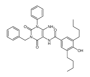 Benzamide,N-[6-amino-1,2,3,4-tetrahydro-2,4-dioxo-1-phenyl-3-(phenylmethyl)-5-pyrimidinyl]-3,5-dibutyl-4-hydroxy- picture