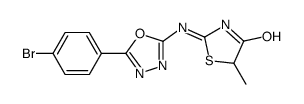 2-[[5-(4-bromophenyl)-1,3,4-oxadiazol-2-yl]amino]-5-methyl-1,3-thiazol-4-one Structure