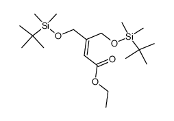 4-(tert-butyldimethylsilanyloxy)-3-(tert-butyldimethylsilanyloxymethyl)but-2-enoic acid ethyl ester结构式