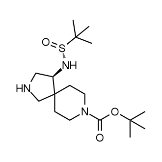 tert-Butyl (S)-4-(((R)-tert-butylsulfinyl)amino)-2,8-diazaspiro[4.5]decane-8-carboxylate structure