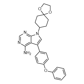 5-(4-苯氧基苯基)-7-(1,4-二噁螺[4.5]癸-8-基)-7H-吡咯并[2,3-d]嘧啶-4-胺结构式