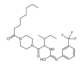 1-[3-methyl-1-(4-octanoylpiperazin-1-yl)-1-oxopentan-2-yl]-3-[3-(trifluoromethyl)phenyl]urea结构式