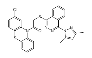 10H-Phenothiazine,2-chloro-10-[[[4-(3,5-dimethyl-1H-pyrazol-1-yl)-1-phthalazinyl]thio]acetyl]-(9CI) structure