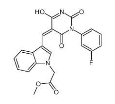 methyl 2-[3-[[1-(3-fluorophenyl)-2,4,6-trioxo-1,3-diazinan-5-ylidene]methyl]indol-1-yl]acetate Structure