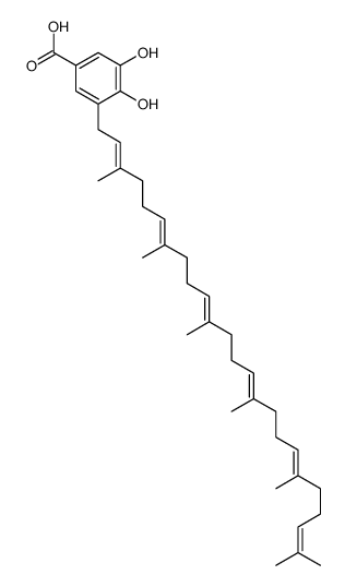 3-(3,7,11,15,19,23-hexamethyltetracosa-2,6,10,14,18,22-hexaenyl)-4,5-dihydroxy-benzoic acid structure