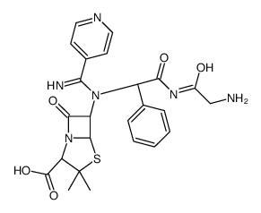 6-[[(1S)-2-[(2-aminoacetyl)amino]-2-oxo-1-phenylethyl]-(pyridine-4-carboximidoyl)amino]-3,3-dimethyl-7-oxo-4-thia-1-azabicyclo[3.2.0]heptane-2-carboxylic acid结构式