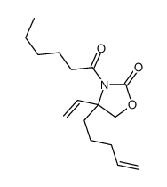 4-ethenyl-3-hexanoyl-4-pent-4-enyl-1,3-oxazolidin-2-one结构式