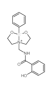 2-hydroxy-N-[(5-phenyl-4,6-dioxa-1-azonia-5-boranuidabicyclo[3.3.0]oct-1-yl)methyl]benzamide structure