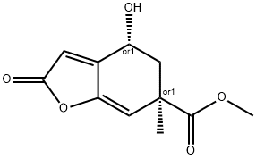 rac-2,4,5,6-Tetrahydro-4β*-hydroxy-2-oxo-6β*-methyl-6-benzofurancarboxylic acid methyl ester structure