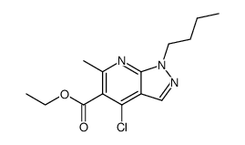 1-n-Butyl-4-chloro-6-methyl-1H-pyrazolo[3,4-b]pyridine-5-carboxylic acid ethyl ester结构式