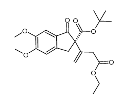 (+)-(S)-tert-butyl 2-(1-(ethoxycarbonyl)prop-2-en-2-yl)-2,3-dihydro-5,6-dimethoxy-1-oxo-1H-indene-2-carboxylate Structure