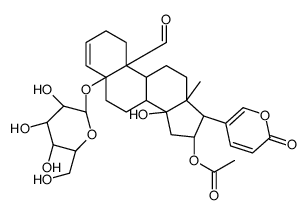 16β-Acetoxy-5-(β-D-glucopyranosyloxy)-14-hydroxy-19-oxo-5β-bufa-3,20,22-trienolide结构式