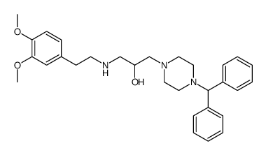 1-(4-benzhydrylpiperazin-1-yl)-3-[2-(3,4-dimethoxyphenyl)ethylamino]propan-2-ol结构式
