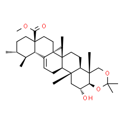 2α-Hydroxy-3β,23-[(1-methylethylidene)bis(oxy)]urs-12-en-28-oic acid methyl ester structure