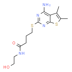 4-((4-amino-5,6-dimethylthieno[2,3-d]pyrimidin-2-yl)thio)-N-(2-hydroxyethyl)butanamide结构式