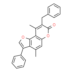 8-benzyl-4,9-dimethyl-3-phenylfuro[2,3-f]chromen-7-one结构式