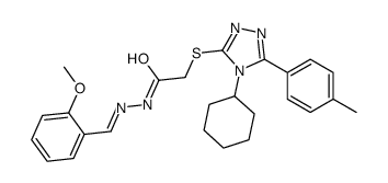 2-[[4-cyclohexyl-5-(4-methylphenyl)-1,2,4-triazol-3-yl]sulfanyl]-N-[(2-methoxyphenyl)methylideneamino]acetamide Structure