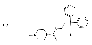 4-methylpiperazine-1-carbodithioc acid 3-cyano-3,3-diphenylpropyl ester hydrochloride Structure