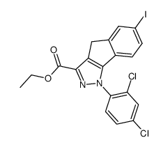 ethyl 1-(2',4'-dichlorophenyl)-6-iodo-1,4-dihydroindeno[1,2-c]pyrazole-3-carboxylate结构式