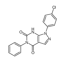 1-(4-chloro-phenyl)-5-phenyl-1,7-dihydro-pyrazolo[3,4-d]pyrimidine-4,6-dione Structure