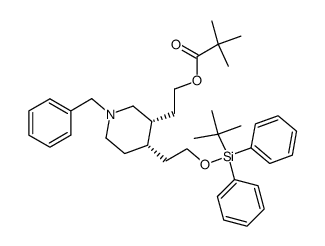2-((3R,4S)-1-benzyl-4-(2-((tert-butyldiphenylsilyl)oxy)ethyl)piperidin-3-yl)ethyl pivalate结构式