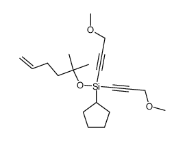 Cyclopentyl-(1,1-dimethyl-pent-4-enyloxy)-bis-(3-methoxy-prop-1-ynyl)-silane结构式