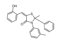 (5Z)-5-[(2-hydroxyphenyl)methylidene]-2-methyl-3-(3-methylphenyl)-2-phenyl-1,3-thiazolidin-4-one结构式