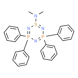 1-(Dimethylamino)-3,3,5,5-tetraphenyl-1H-1,2,4,6,3,5-thiatriazadiphosphorine结构式