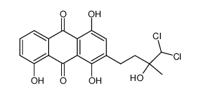 (RS)-2-(4,4-Dichlor-3-hydroxy-3-methylbutyl)-1,4,8-trihydroxy-9,10-anthrachinon Structure